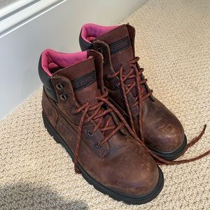 Size 8 Wolverine brand women’s steel toed boots